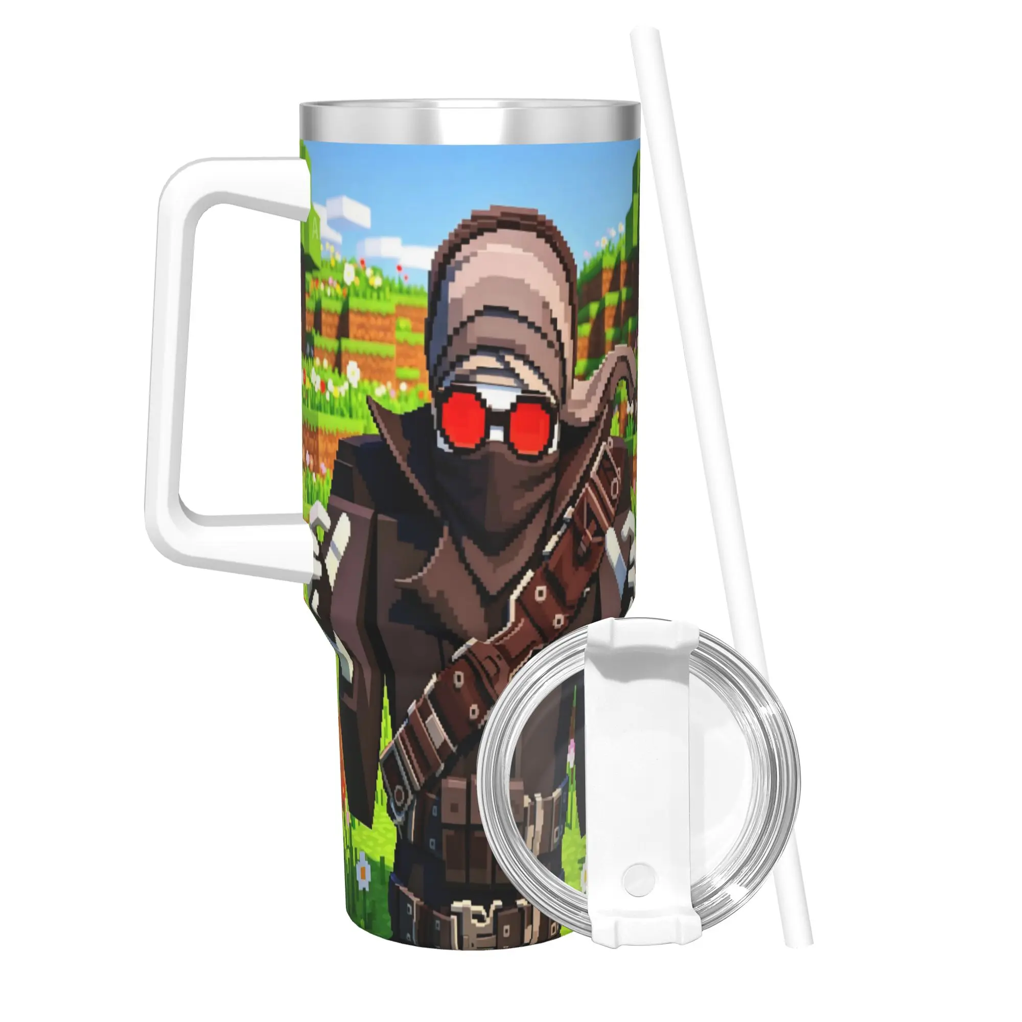 MADNESS COMBAT Hank Tumbler With Straw  Stainless Steel Travel Mugs Double Wall Vacuum Insulated for Cold Or Hot 40oz