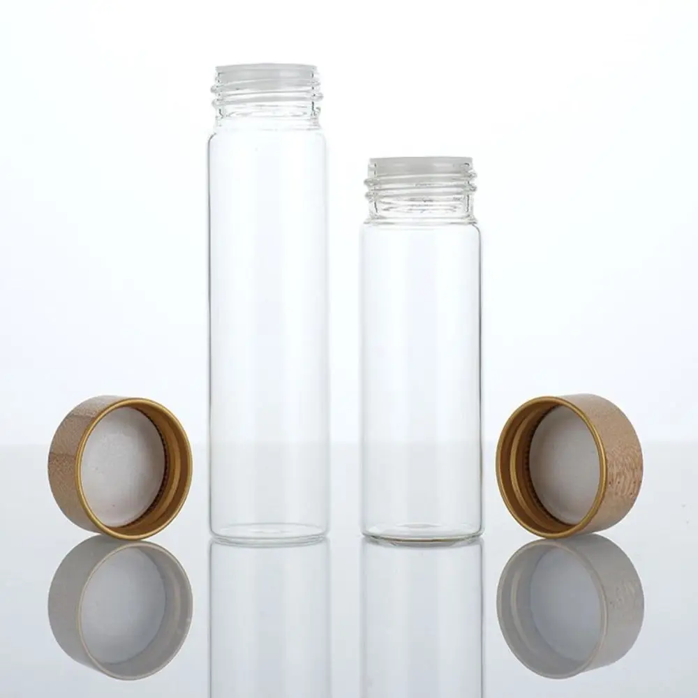 Transparent Storage Tank Glass Sealed Spice Jars Dispensing Bottles with Wood Lids Food Storage Sealing Jar Storage Tool