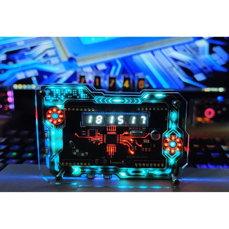 Cyberpunk rgb led nixie fluorescente tubo relógio de mesa digital displaydesktop, cyberpunk, e-acessórios da sala de esportes