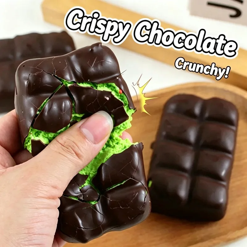 Crispy Clay Filled Chocolate Squishy Toy Fidget Squeeze Crunch Texture Stress Relief Desk for Adults Anti Anxiety Hand Gift
