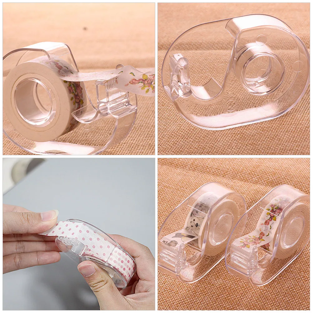 2 шт. держатель ленты липкий Washi маленький портативный настольный диспенсер для ленты прозрачная этикетка настольные принадлежности клей