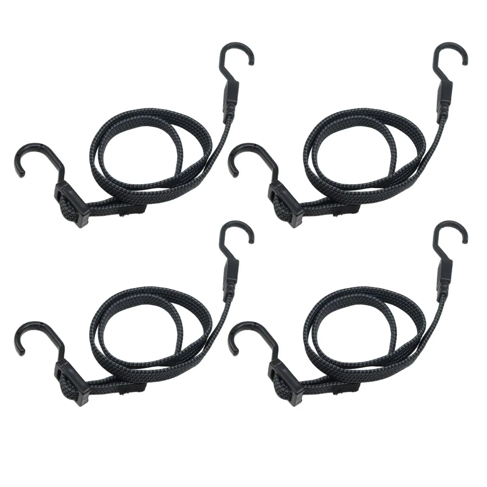 4Pcs Bungee Cords Bungee Straps, Flat Heavy Duty with Hooks, Tie Downs Straps for Truck Tent Outdoor Tarps Bike Rack