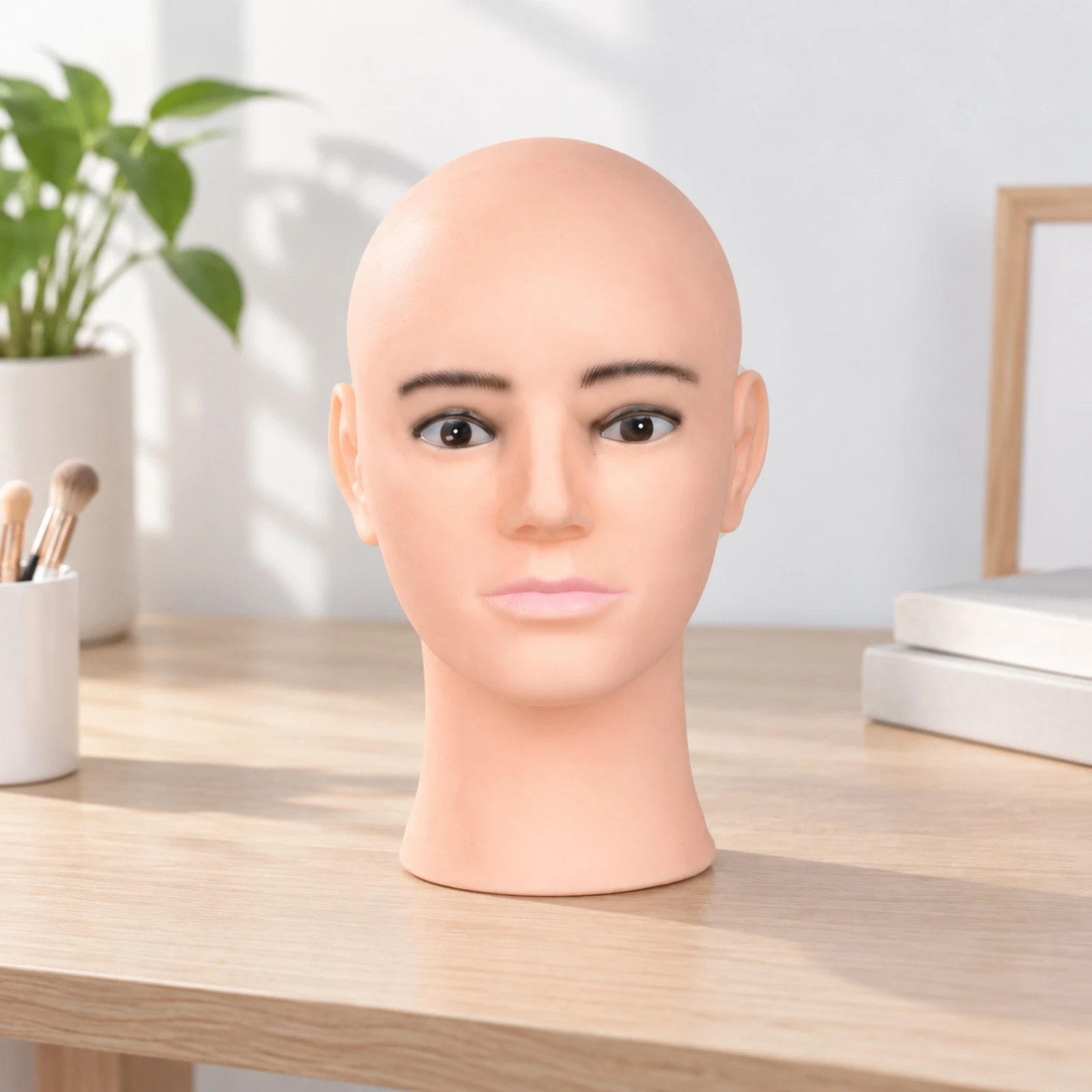 Bald Male Mannequin Head Skin-Toned Male Hairpiece Mannequin Head Realistic Proportions Smooth for Salon Professionals