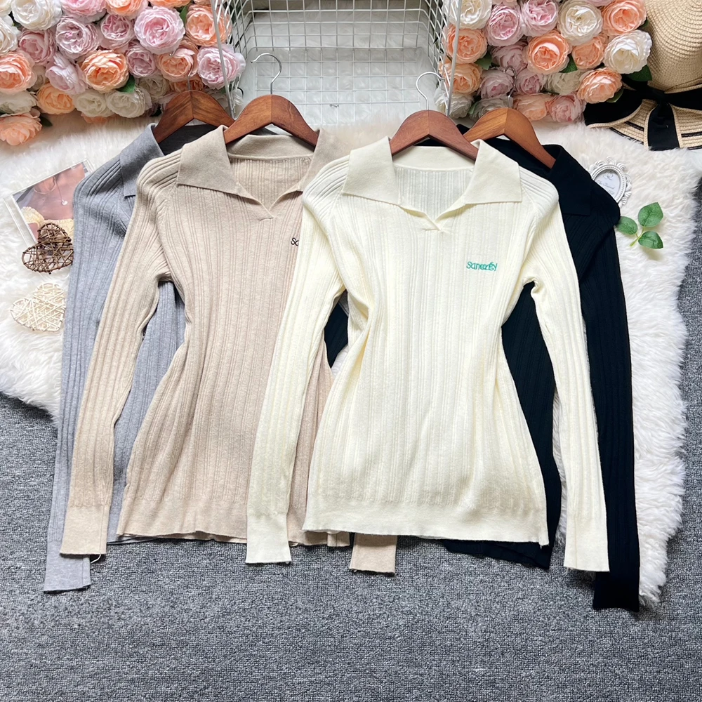 

YuooMuoo Chic Fashion Elegant Knitted Tops Women Brand Fashion Embroidery Single-breasted Sweaters Streetwear Lady Outfit Shirts