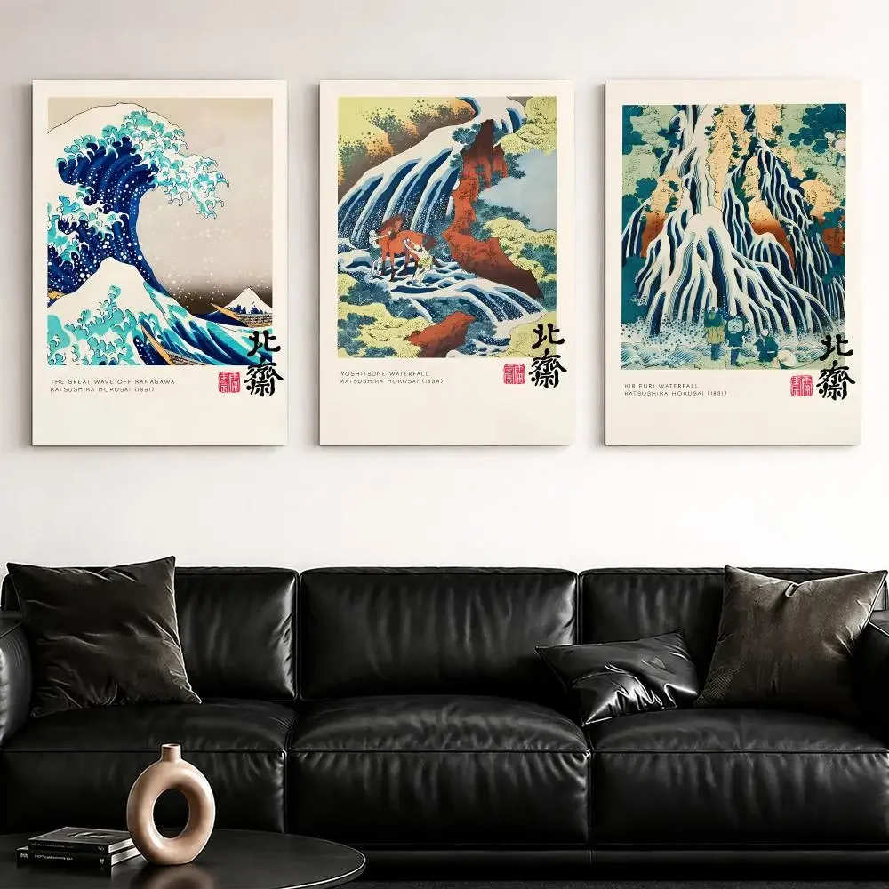 Artists K-Katsushika Art H-Hokusai Framed Wall Painting Ready to Hang Canvas Wall Art Poster for Bedroom Living Room Home Decor