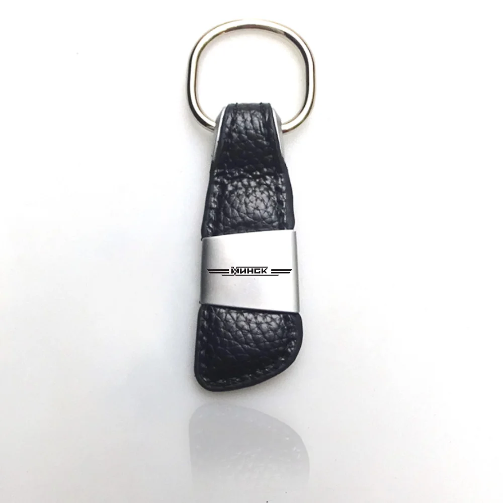 Motorcycle Emblem Genuine Leather Metal Key Chain Scooter Badge keyRing For M1NSK Minsk MMVZ-1 102 MMVZ-2 154 KTNS RS3 TRX ERX