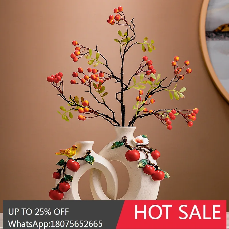 

MJY Persimmon Ruyi Vase Ornament Living Room TV Cabinet Sideboard Home Decoration