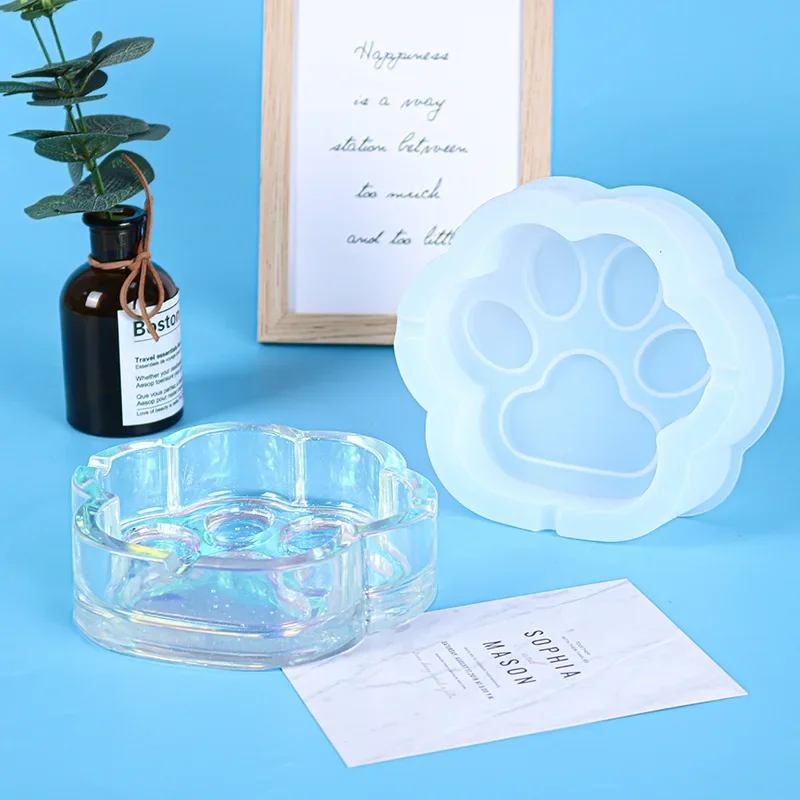 Mirror Face Cat Claw Ashtray Silicone Mold Diy Resin Mold Homemade Epoxy Resin Glue Ashtray Resin Molding Casting
