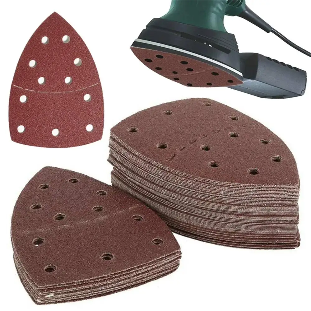 10 buah untuk Bosch BM 100A aluminium oksida lembar pengamplasan Mouse Orbital Sander Detail bantalan tangan cakram kertas amplas abrasif