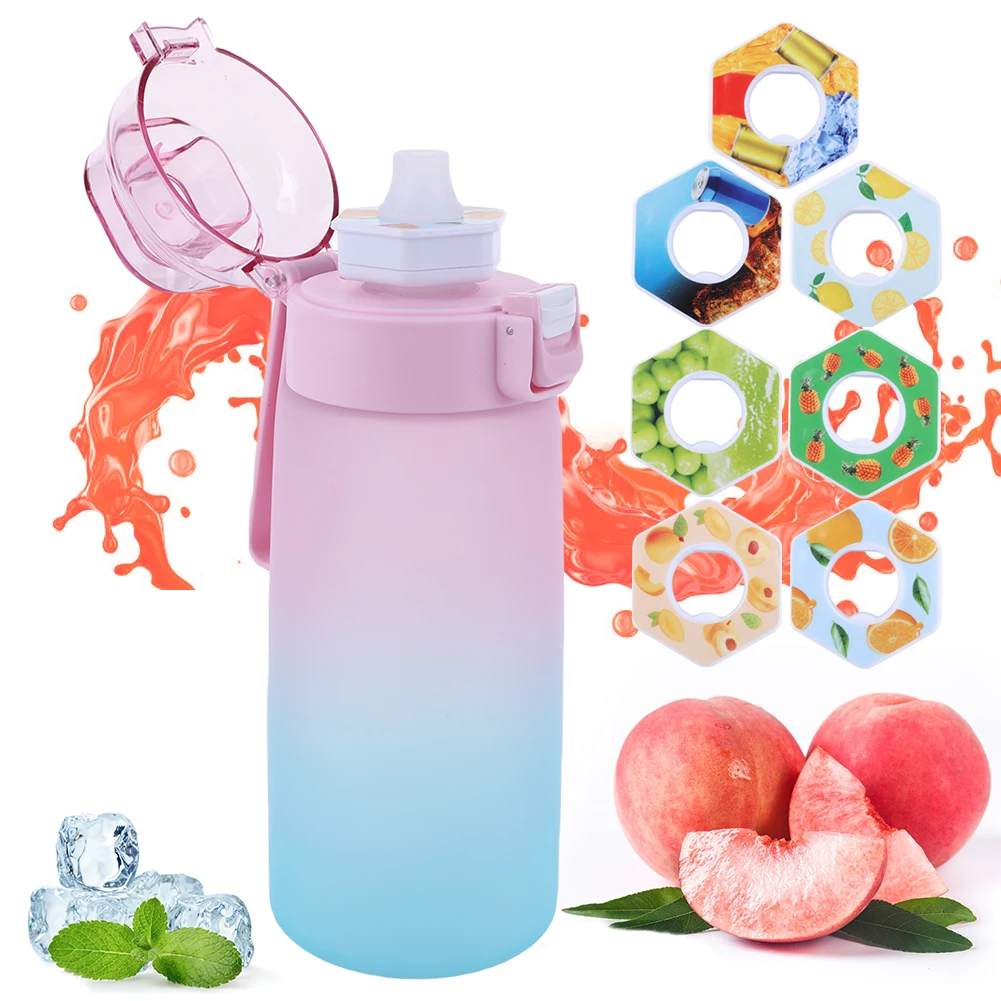 600ML Scent Water Cup Tritan with 7 Flavour Pods Fruit Fragrance Water Bottle Drinking Water Bottle Suitable for Outdoor Sports