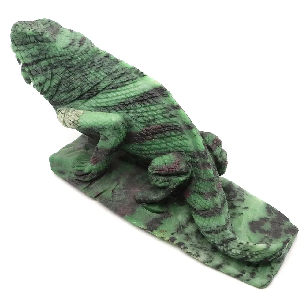 200mm Lizard Statue Natural Ruby Zoisite Reiki Healing Crystal Gemstone Hand Carved Crafts Animal Figurine Home Decoration Gifts