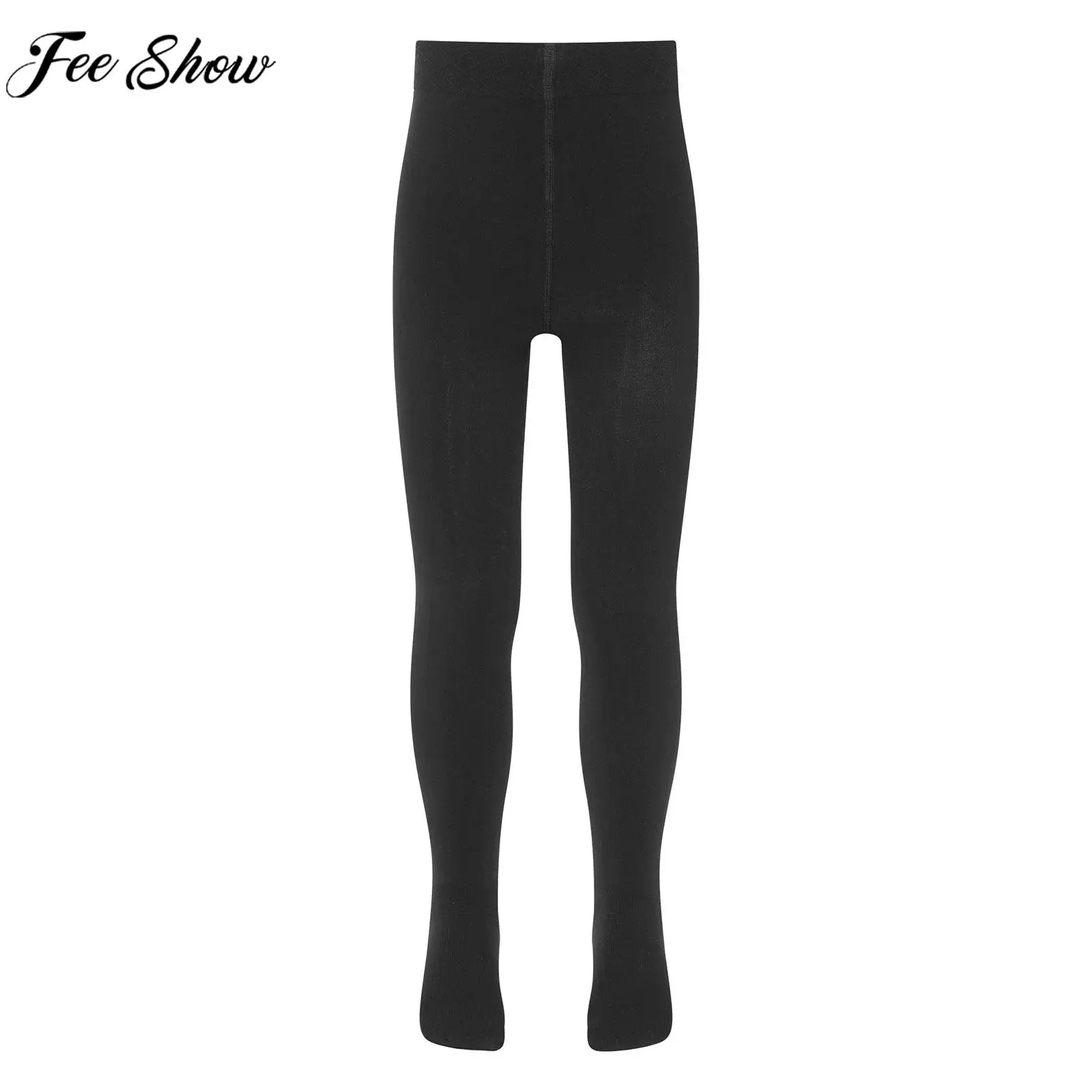 Meia-calça elástica para meninas, balé, calças justas monocromáticas, desempenho de palco, perneiras com pés, treinamento de dança