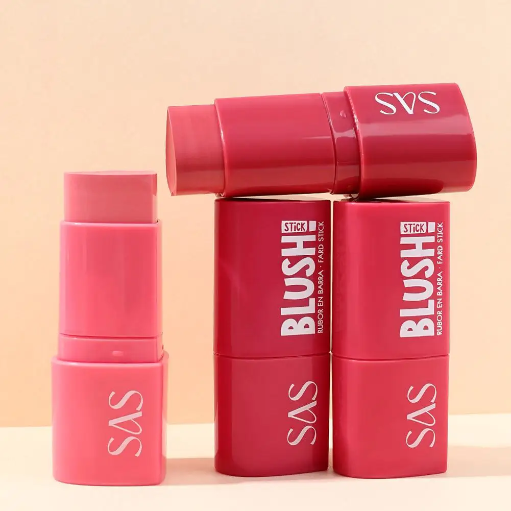 Bastão de maquiagem multifuncional 3 em 1, blush, batom, iluminador, à prova d'água, longa duração, aparência nude, design de caneta torcida