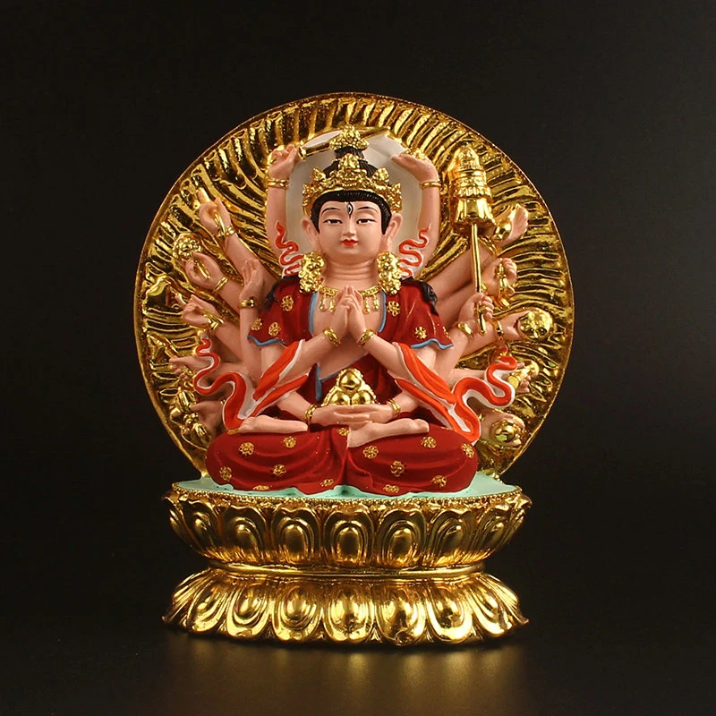 The Statue of Zhunti Bodhisattva Hand-painted Resin Buddha , Auspicious Home Decoration