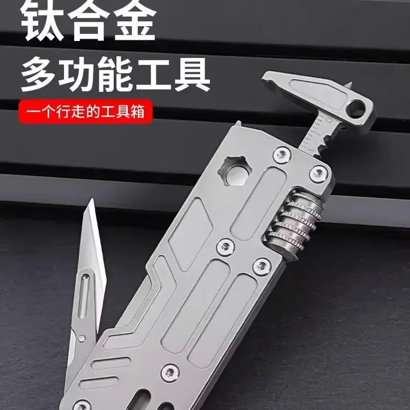 Multifunctional wrench Titanium alloy screwdriver combination Adjustable portable broken window cone scale Foldable tool
