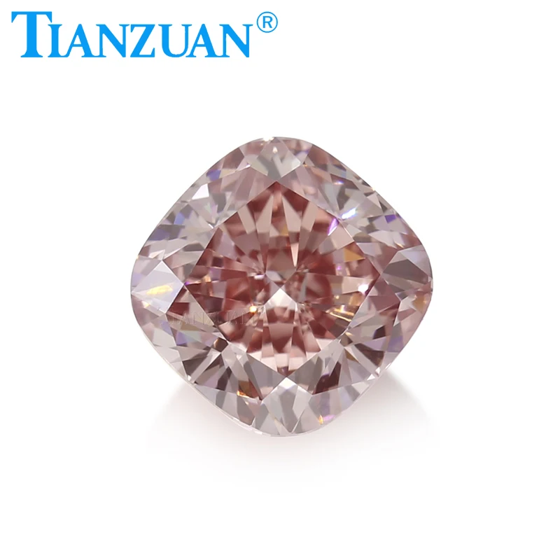 Lab Grown Diamond CVD Cushion Shape Fancy Brownish Pink Color VVS1/VS1 2EX Loose Gemstone Bead with GEMID Certified