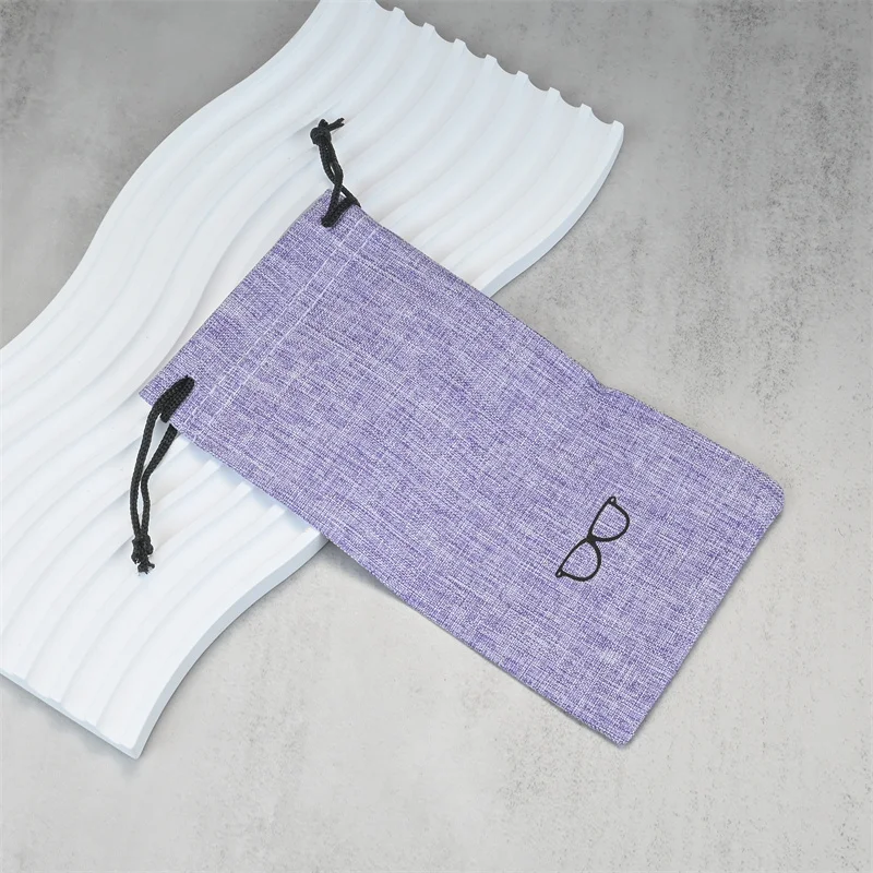 5/10/20 قطعة رمادي المحمولة كيس قماش الكتان لحقيبة النظارات الشمسية متعددة الوظائف النظارات البصرية النظارات الحبل أكياس القماش #1