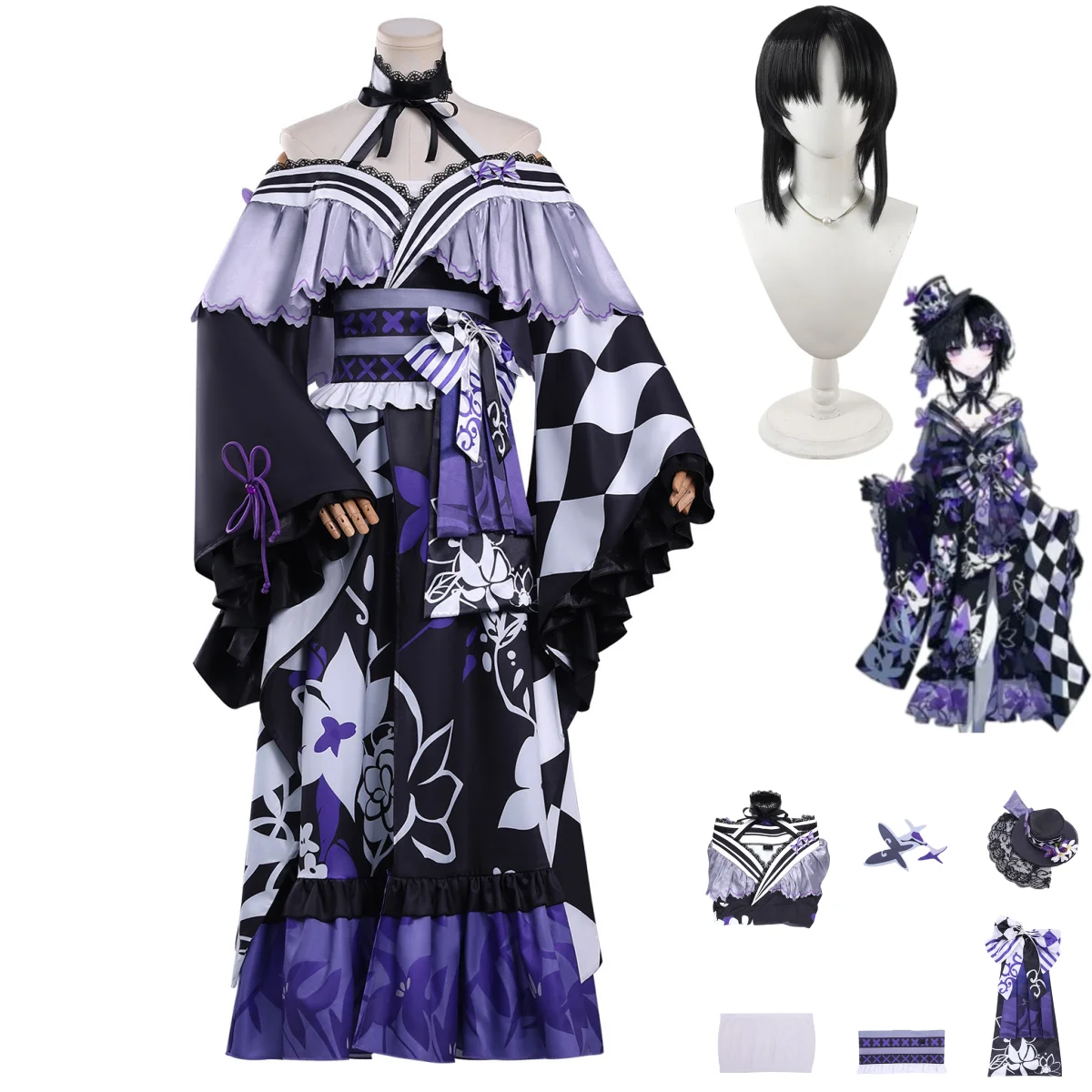 

Japanese-style Kimono Dress Wig Woman Sexy Halloween Suit Anime Mahou Shoujo No Majo Saiban Houshou Maago Cosplay Costume 2025