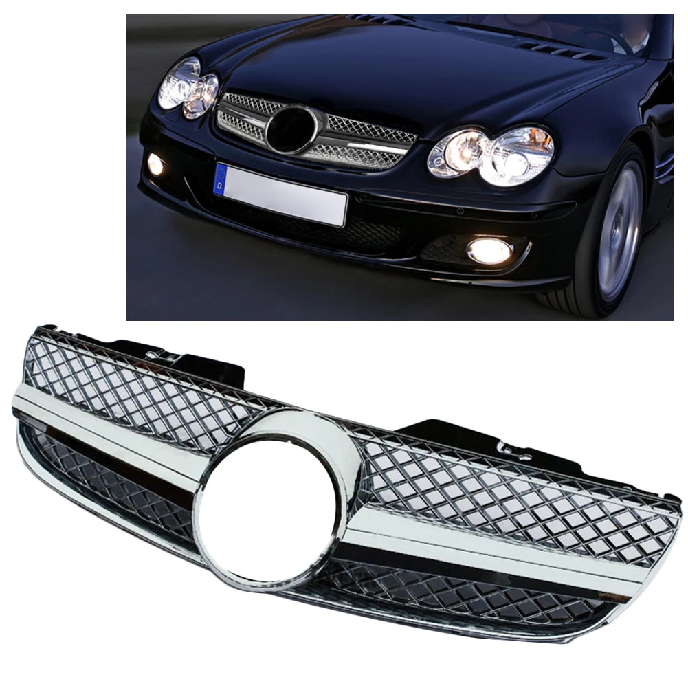 Car Front Grille ABS Exterior Moulding Honeycomb Grill For Mercedes-Benz SL Class SL550 SL500 S600 2007 2008 2009