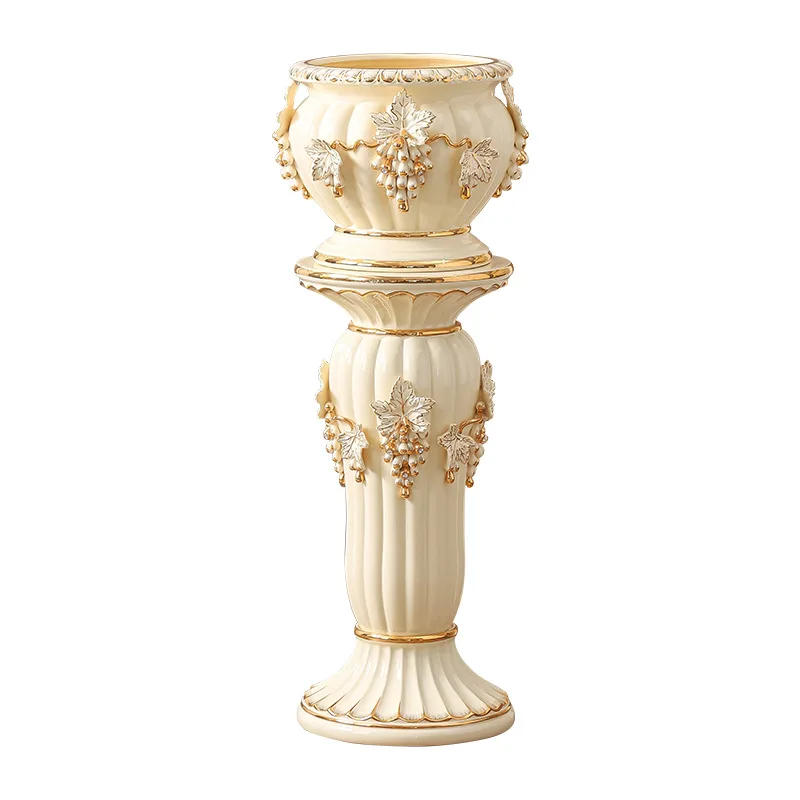 Floor-to-ceiling vase large ceramic Roman pillar ornament living room TV cabinet luxury flower arrangement decorative flower pot