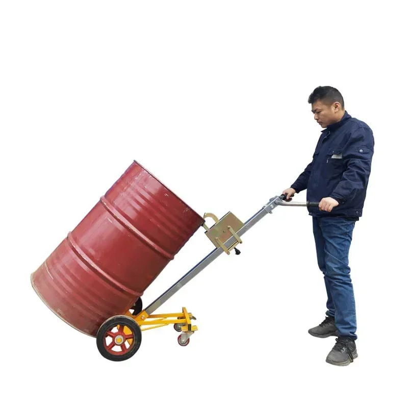 Hand Push Drum Truck Iron Bucket Plastic Bucket round Barrel Handbarrow