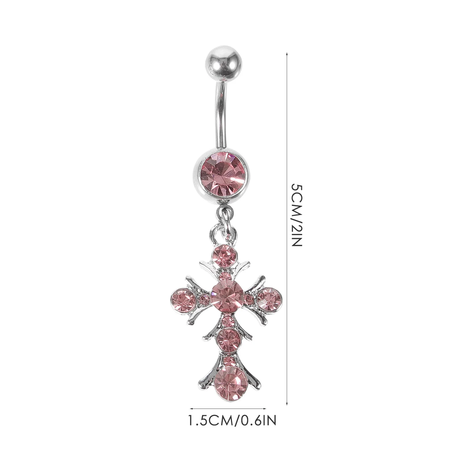 

3Pcs Women Cross Belly Ring Rhinestone Navel Piercing Body Jewelry Stylish Belly Button Rings for Party Beach Navel Ring