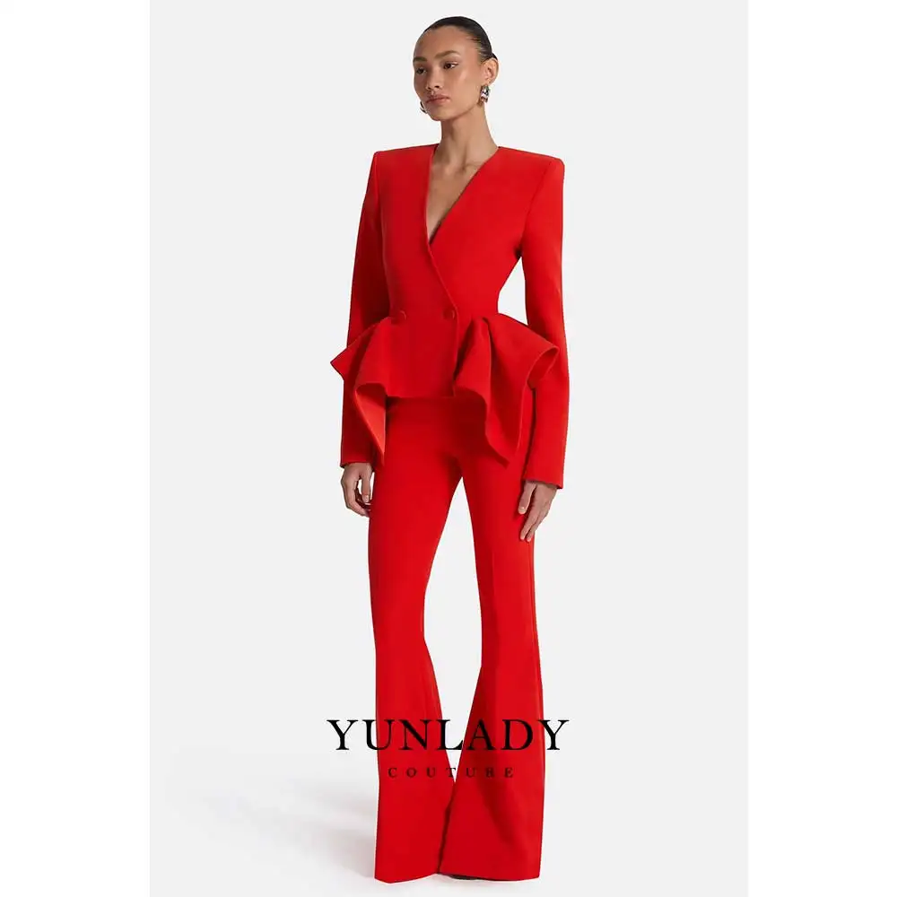 Special Occasion Formal Evening Dress Red Host/Actress 2 Piece Set Modern Cocktail Gowns Wedding Party Guest Dress Customized