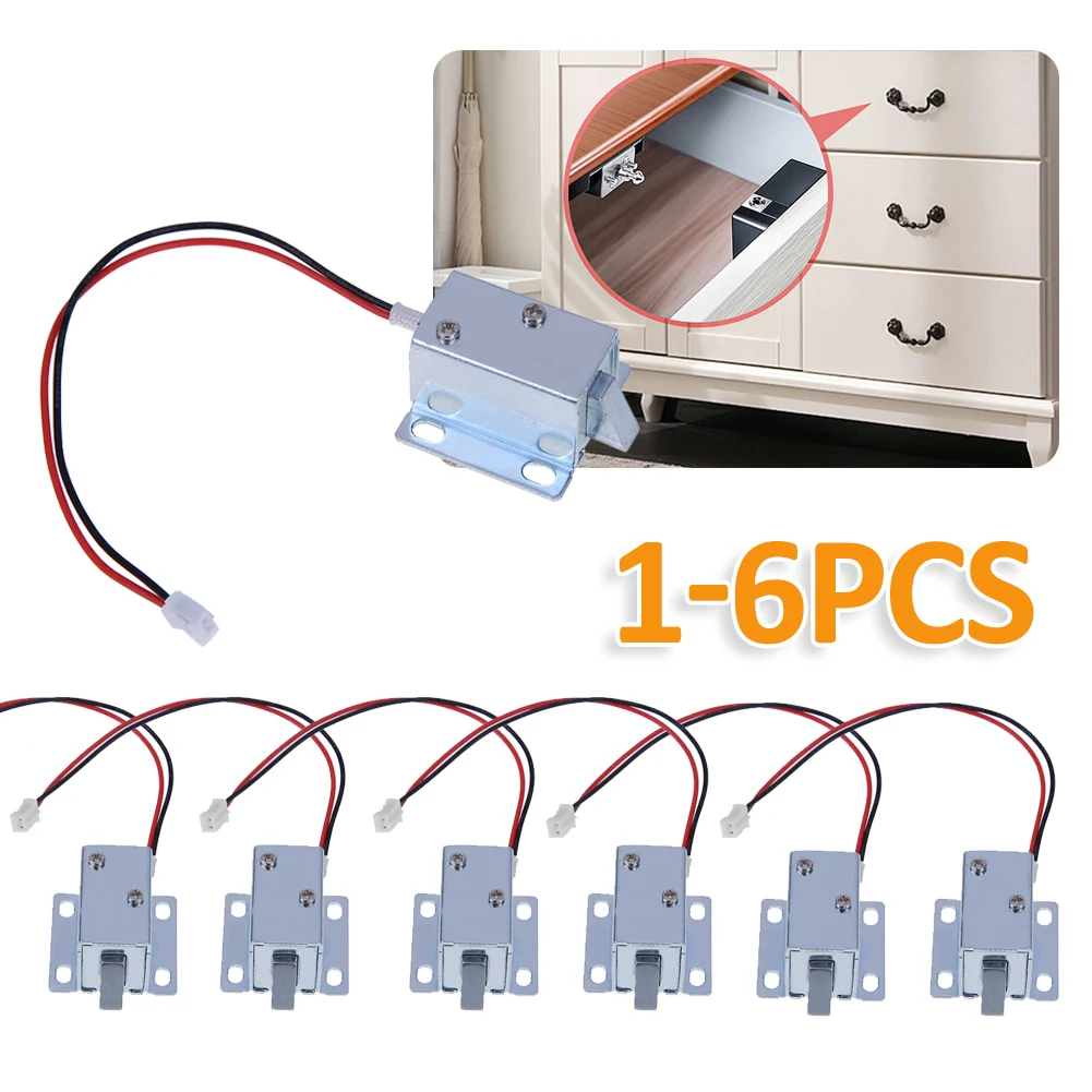 3/4/5/6pcs DC 5V-6V/DC 12V Mini Small Size Solenoid Electromagnetic Electric Control Cabinet Drawer Lock for DIY Project