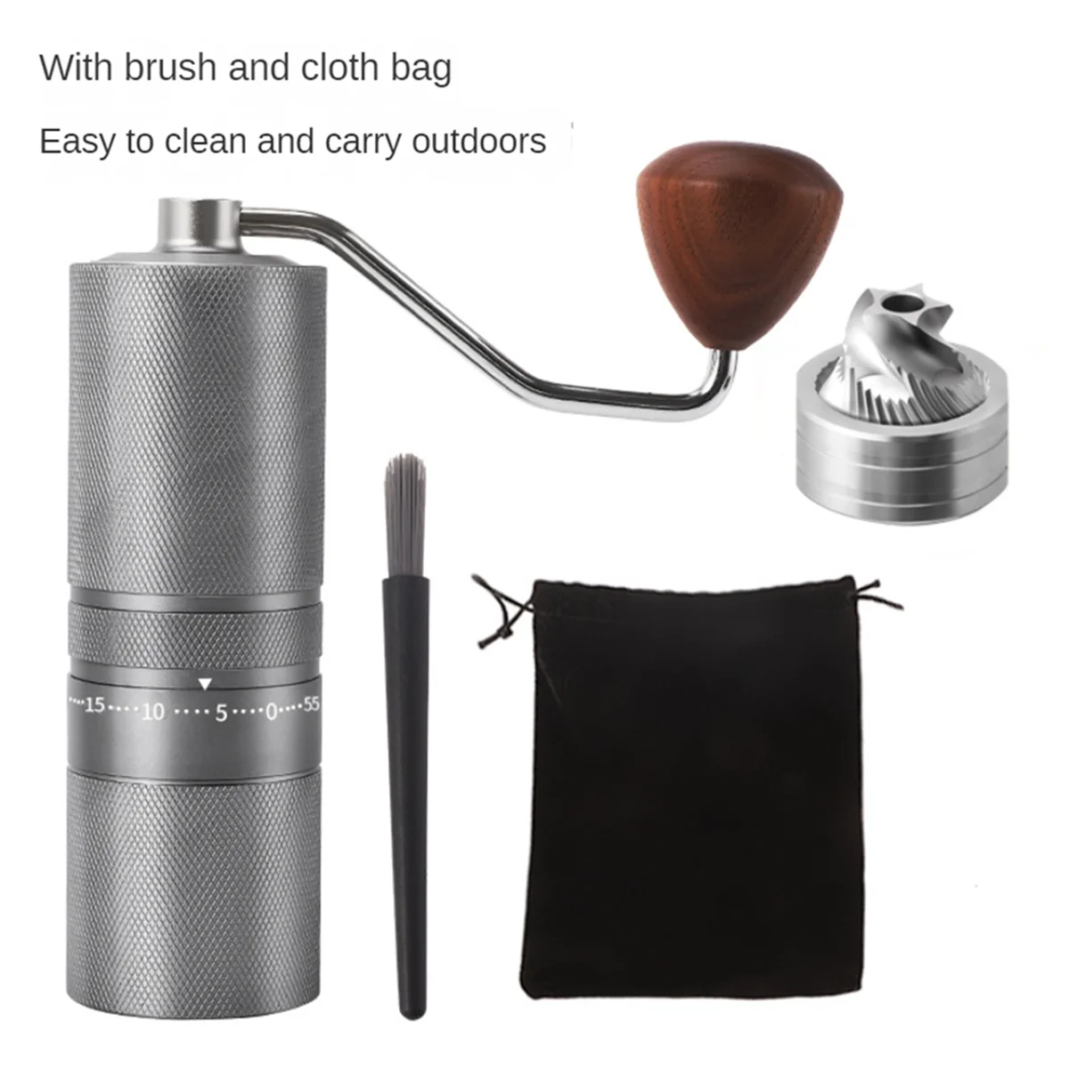 Manual Coffee Grinders CNC Stainless Steel Core Adjustable Hand Coffee Bean Grinding Machine for Outdoor Home Office B