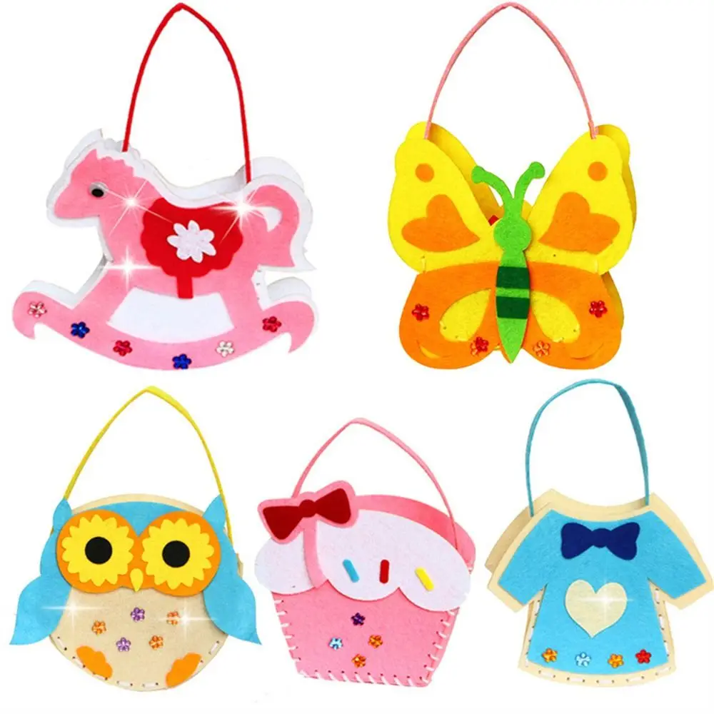 Non-Woven Fabric DIY Handbag Children Craft Toy Mini Bag Non-woven Cloth Colorful Handmade Bag Cartoon Animal Children Handbags