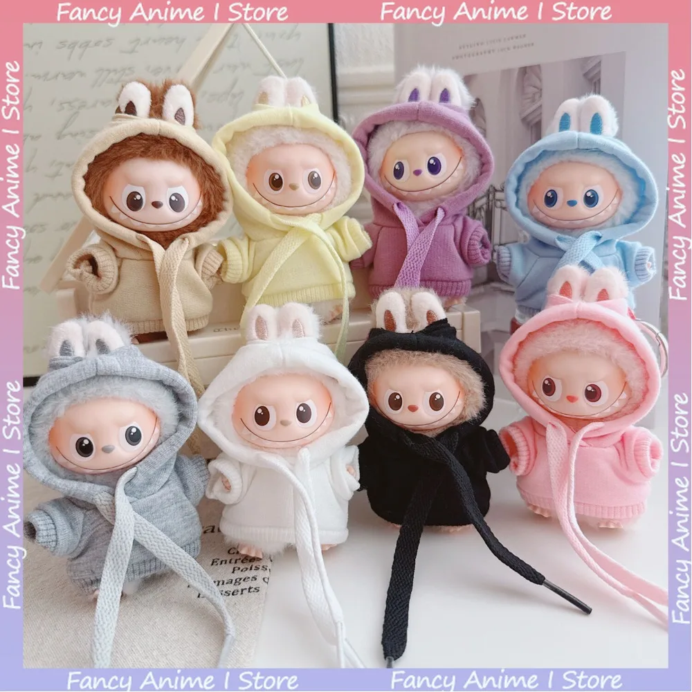 Für Mini Labubu 4,0 Plüsch Puppe Casual Mit Kapuze Pullover Sportswear Outfit für Liebe Serie Puppe Kleidung DIY Mode Zubehör Geschenk