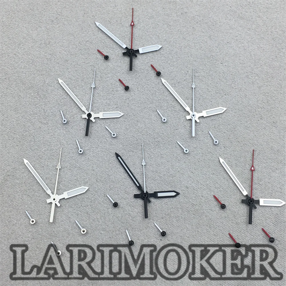 LARIMOKER 실버 시계 액세서리, 6 핀 핸드 그린 야광, VK63 쿼츠 무브먼트에 적합, 블랙, 레드, 화이트