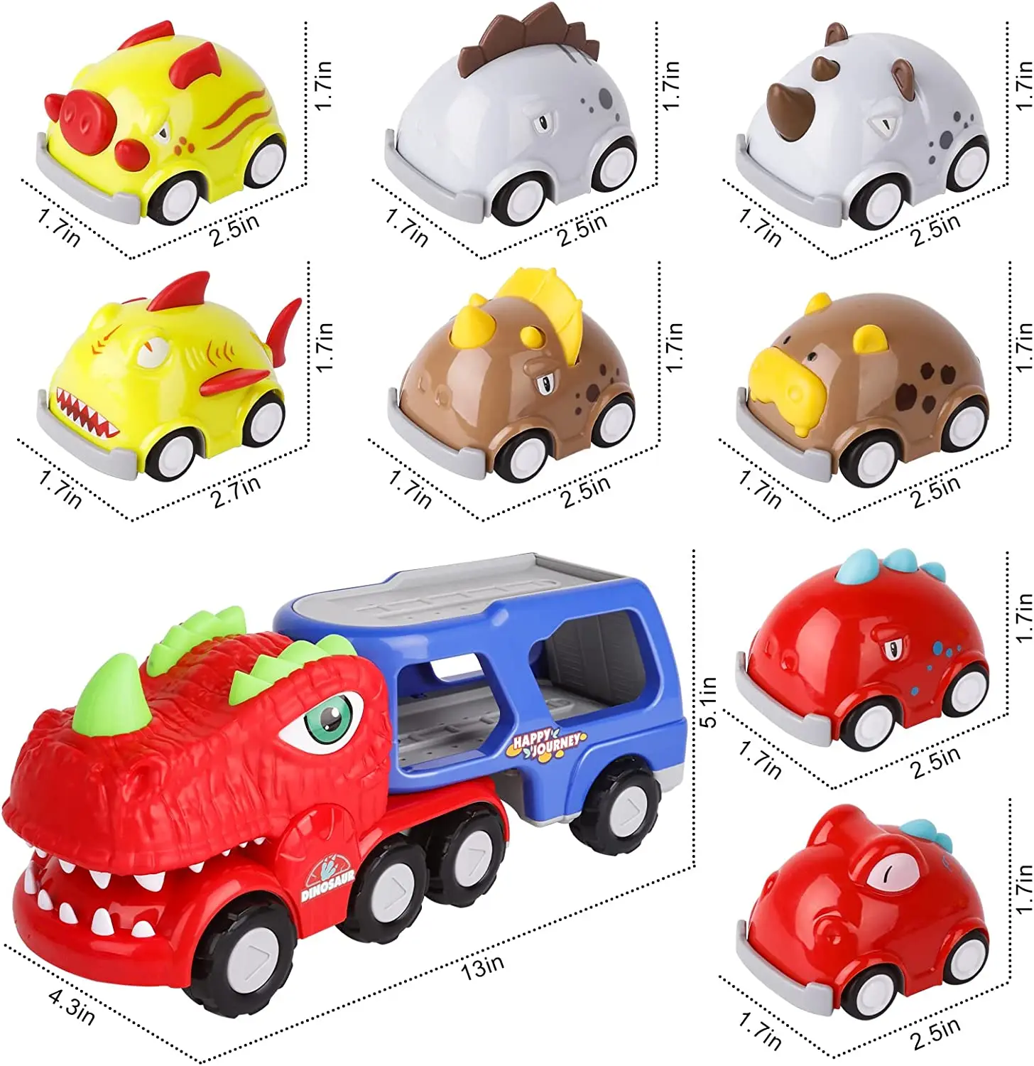 Coche de juguete 9 en 1 para niños, modelo de animales Dino, coches de juguete para niños de 3 a 6 años, regalos de cumpleaños con música y Spray