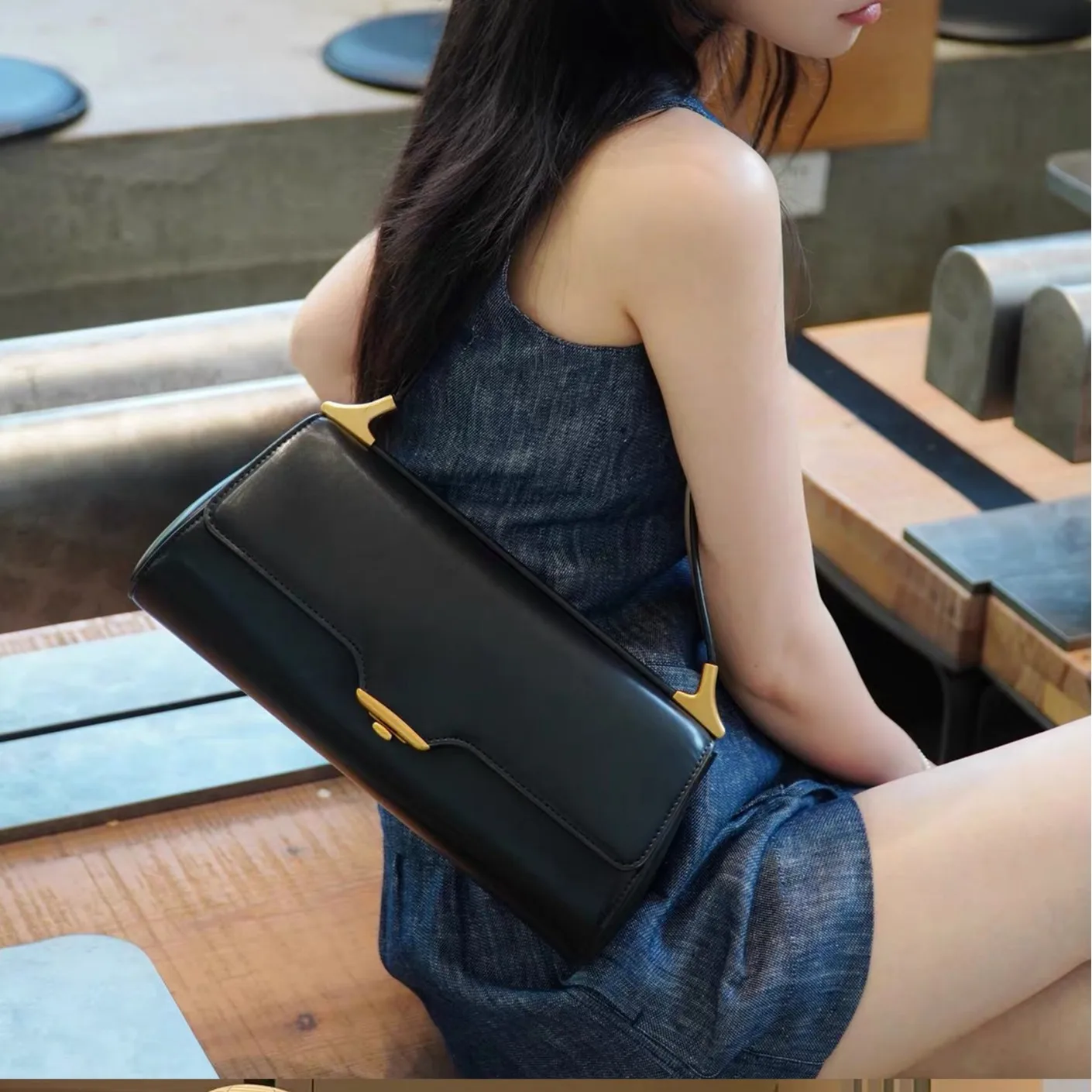 Jwpei shoulder crossbody bag Eloise genuine leather baguette bag retro high-quality commuting briefcase