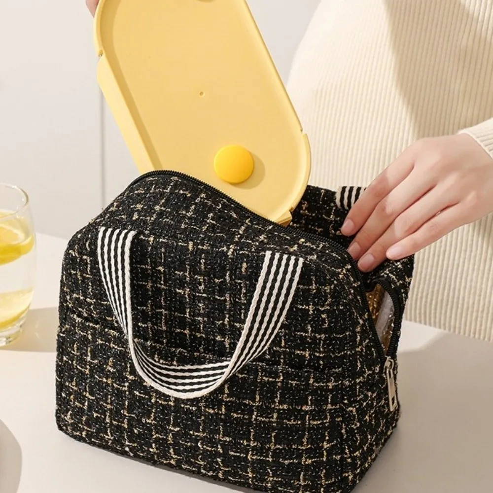 2PCS/SET Large Capacity Lunch Bag Small Fresh Style Fashion Cooling Picnic Bag Elegant Polyester Thermal Insulation Bag