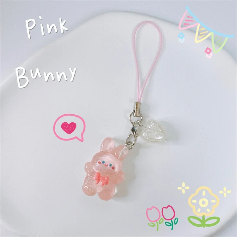 Cute Animal Phone Charm-Kawaii 3D Keychains Transparent Jelly Aesthetic Gift Accessories y2k AirPods strap strings