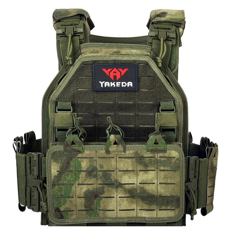NONE YAKEDA Taktische Plattenträgerweste, Militär-Molle-Angriffsweste mit Schnellverschluss-Schnallen, verstellbare gepolsterte Riemen, 1000D-Nylon 7