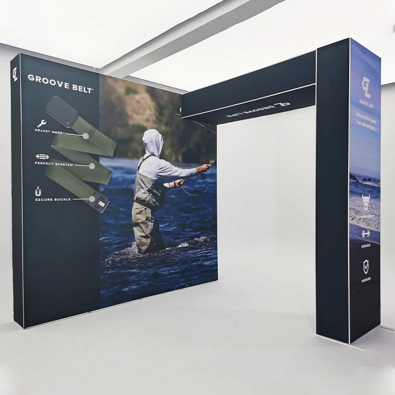 Présentoir de cabine d'exposition commerciale pliante en aluminium, tissu de Tension 10x10 pieds ou 10x20 pieds pour exposition