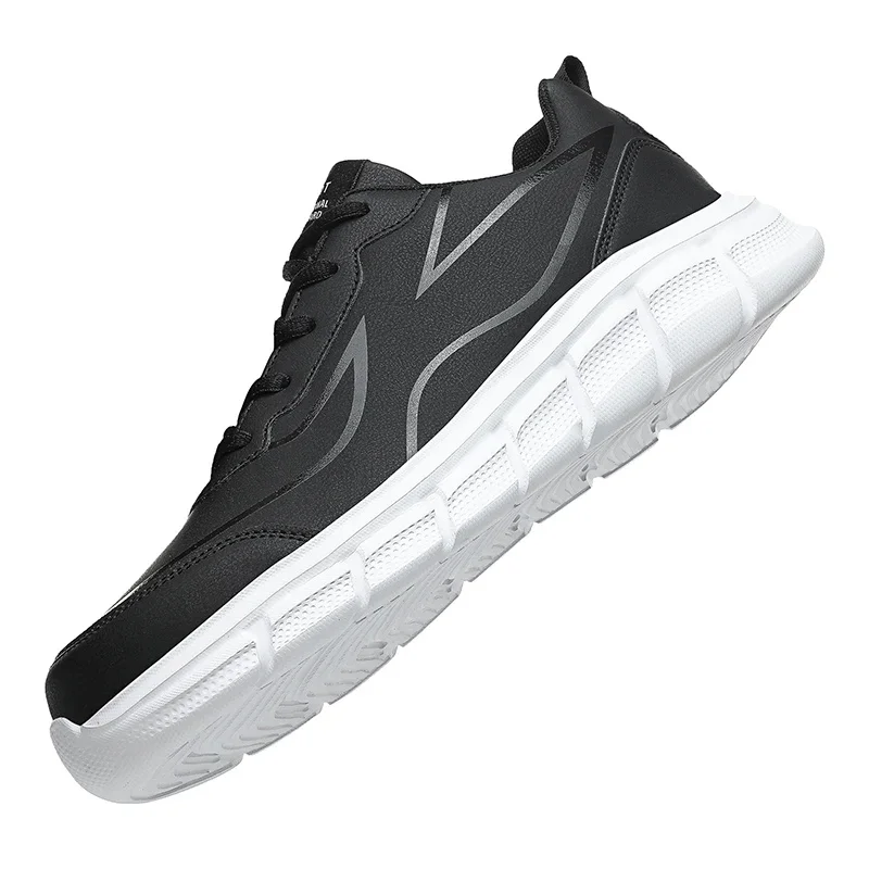 Nuevos zapatos negros para correr, zapatillas deportivas impermeables de cuero, zapatos deportivos para caminar resistentes al desgaste para hombres, zapatos cómodos para hombres