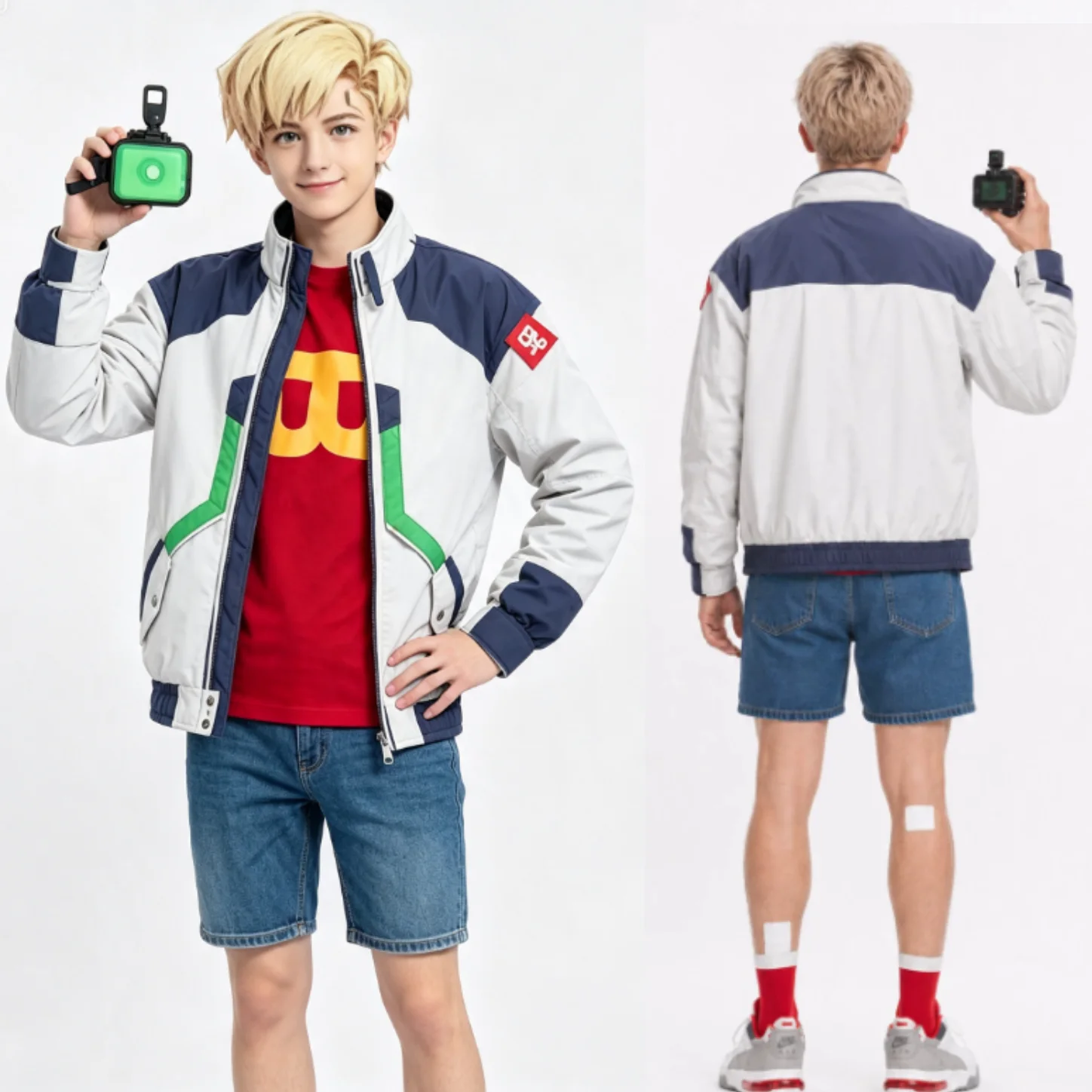 Cyberpunk Edgerunners 2 Roman CaraxCosplay Costume Jacket and Red Printed Short Sleeve T-shirt Full Set with Cosplay Wig - view 4