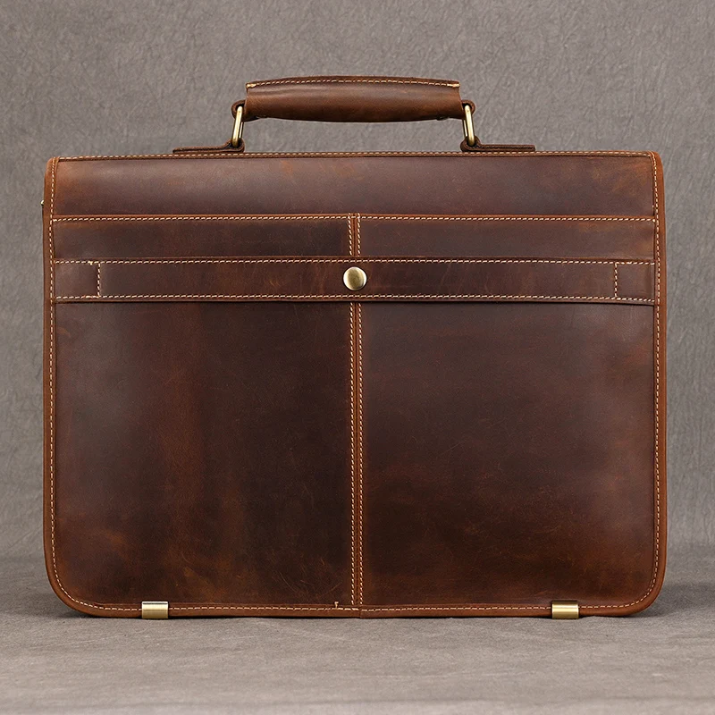 Luufan Genuine Leather Men Business Briefcase Cowhide Fit 15\