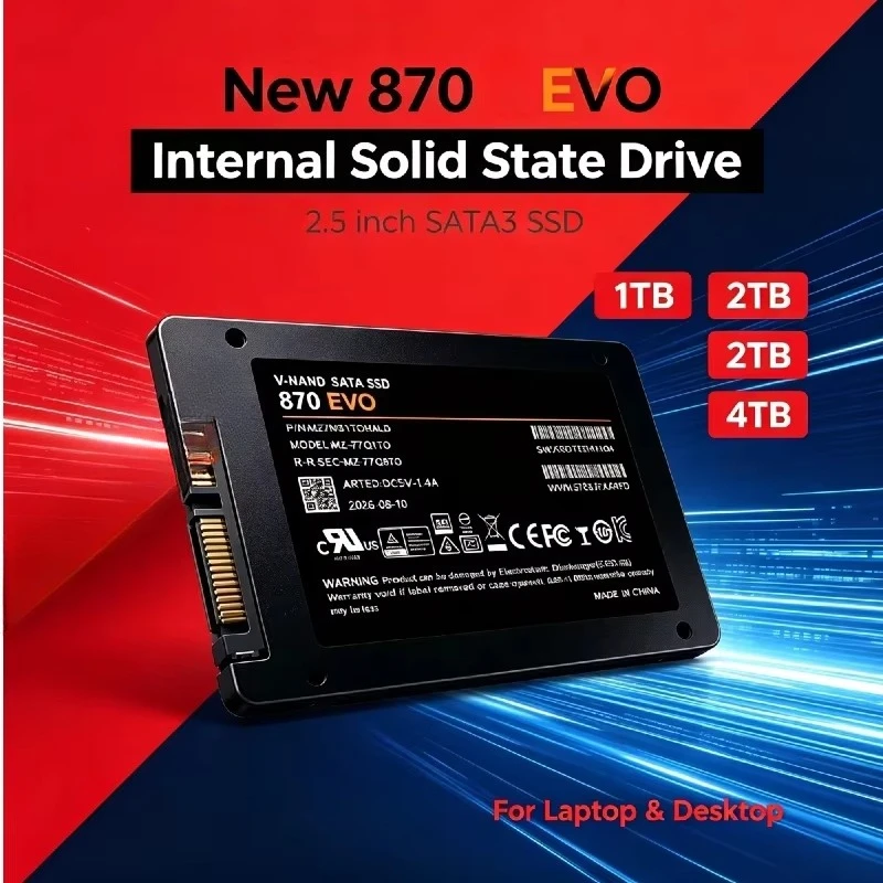 New 870 EVO 2.5 Inch Internal Solid State Drive SATA3 SSD 1TB 2TB 4TB Hard Disk for Laptop and Desktop PC