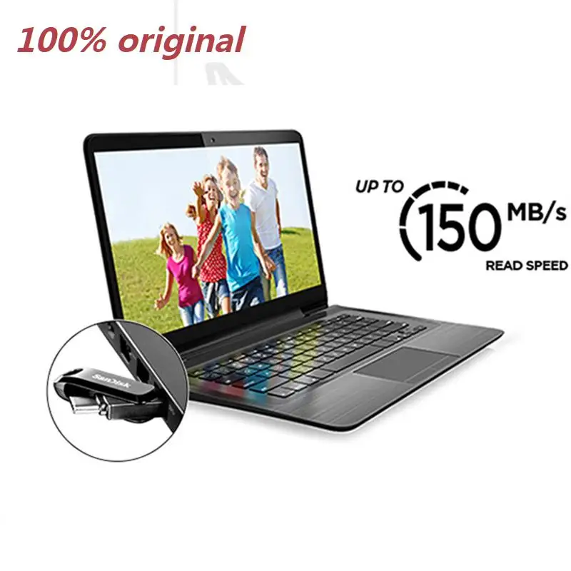 سانديسك فلاش درايف USB 3.1 عالي السرعة من نوع C مع وصلة OTG، سعة 32 جيجابايت، 64 جيجابايت، 128 جيجابايت، 256 جيجابايت، 512 جيجابايت للاستخدام المزدوج مع الكمبيوتر والهاتف.
