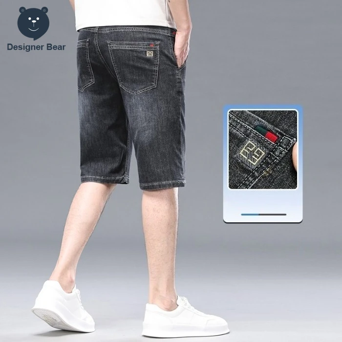 

Brand Clothing Summer Men's Denim Shorts Breathable Cotton Baggy Straight Embroidery Casual Pants Jeans Shorts Bermuda Jorts Man