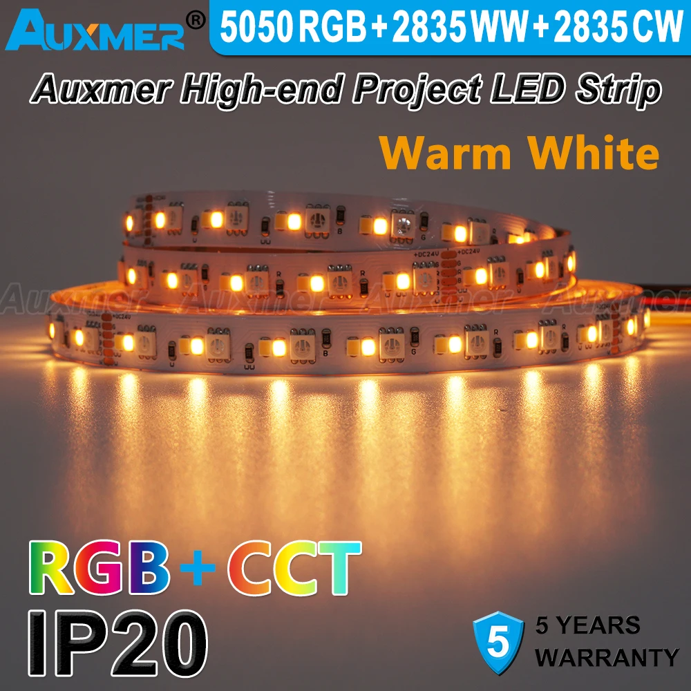 Imagem -04 - Fita Led Colorida de Temperatura Ajustável Fita Led Rgbcct Alta Potência Decoração de Casa 2835cct 5050rgb Mais 20006500k 288 w m