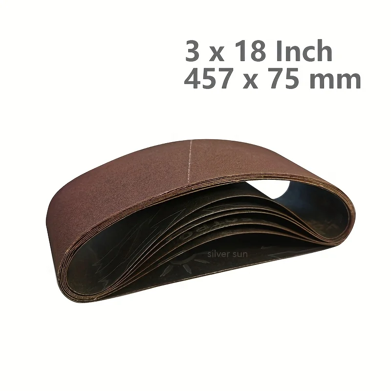 

6-Pack 3 x 18-inch Alumina Sanding Belt Set (457x75mm) - Coarse Grades 80/120/150/240/400, Suitable for Wood and Metal Sanding