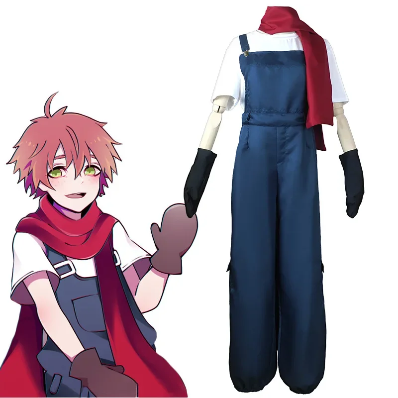 Anime Angels of Death Eddie Cosplay Costume Scarf T-shirt Overalls Suit Man Woman Party Halloween Costume