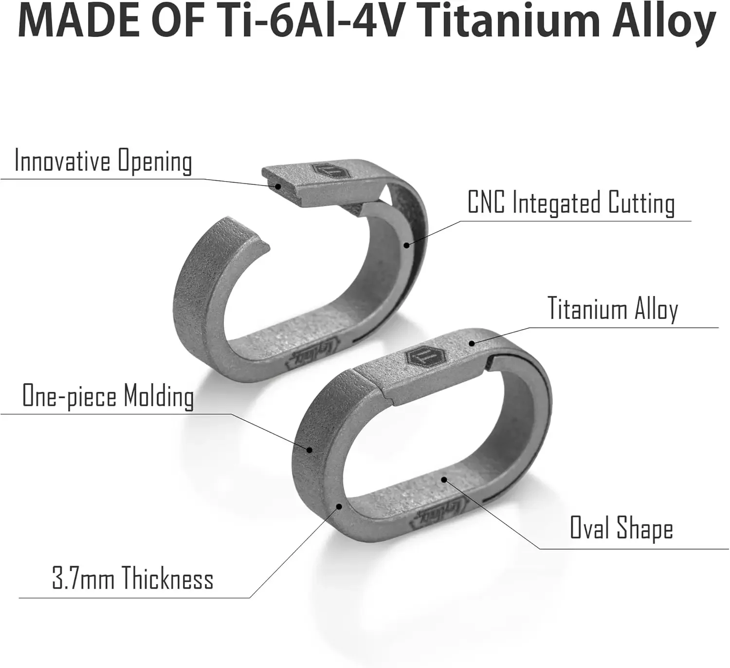 KeyUnity KA30 Titanium Side-Opening Oval Key Ring KEYCHAIN– Lightweight EDC Connector for Car Keys, Tools, and Outdoor Gear