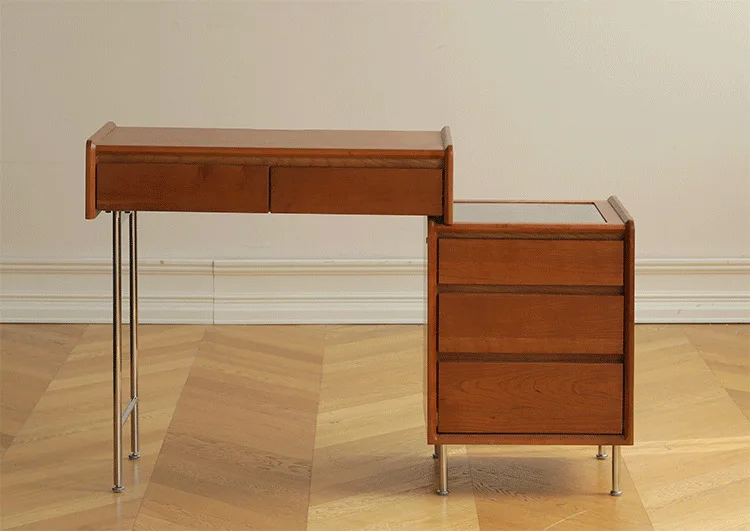 

Выдвижной средневековый ретро-прикроватный столик из вишневого дерева, встроенный столик для макияжа