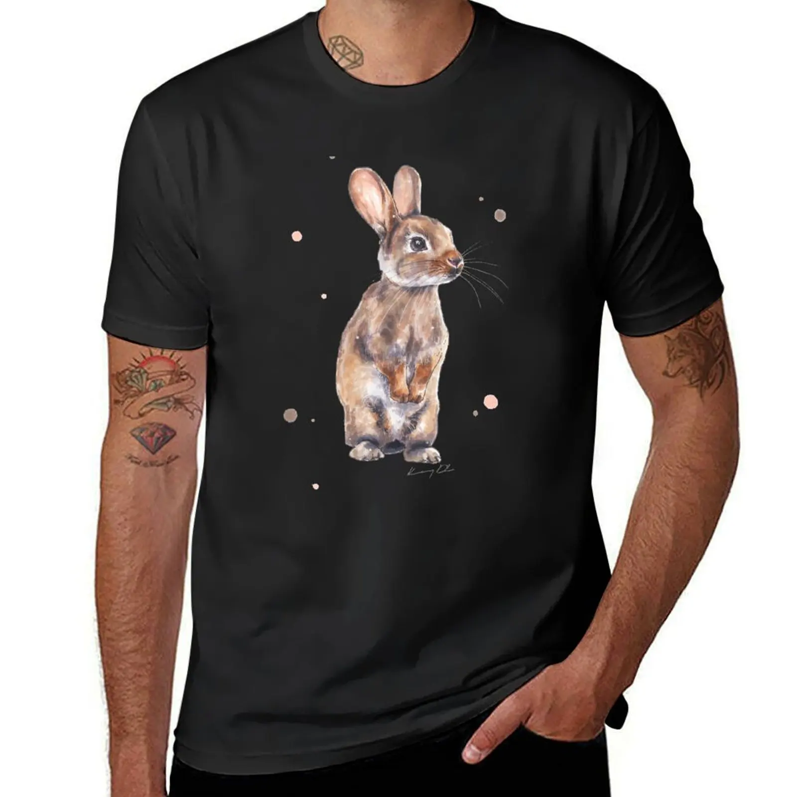 

Bunny with spots T-Shirt boys whites sweat aesthetic clothes mens cotton t shirts